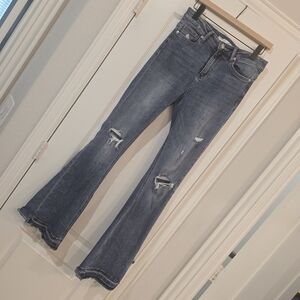 Women's Flared Distressed Jeans - Blue